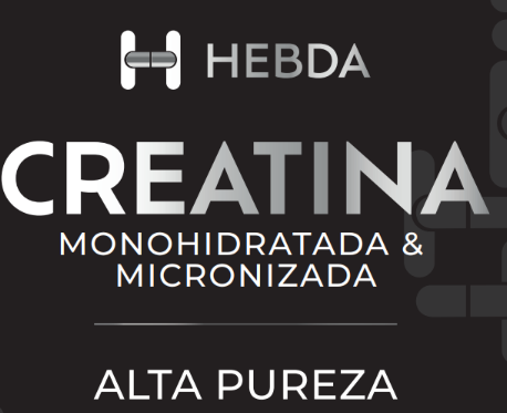 Etiqueta de Hebda Creatina monohidratada y micronizada, alta pureza.